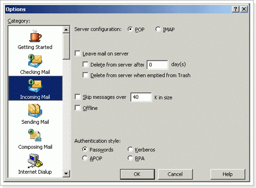 Options - Incoming Mail