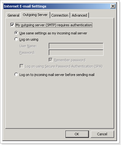 Internet E-mail Settings