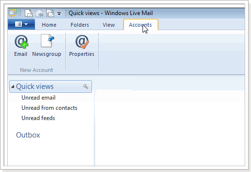 Windows Live Mail - Accounts