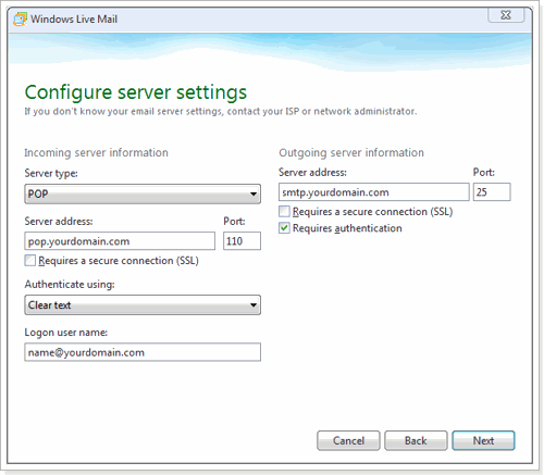 Configure server settings