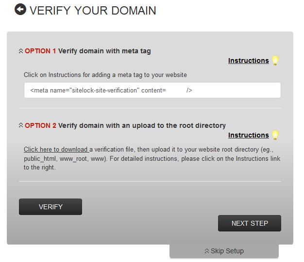 SiteLock - Verify your domain